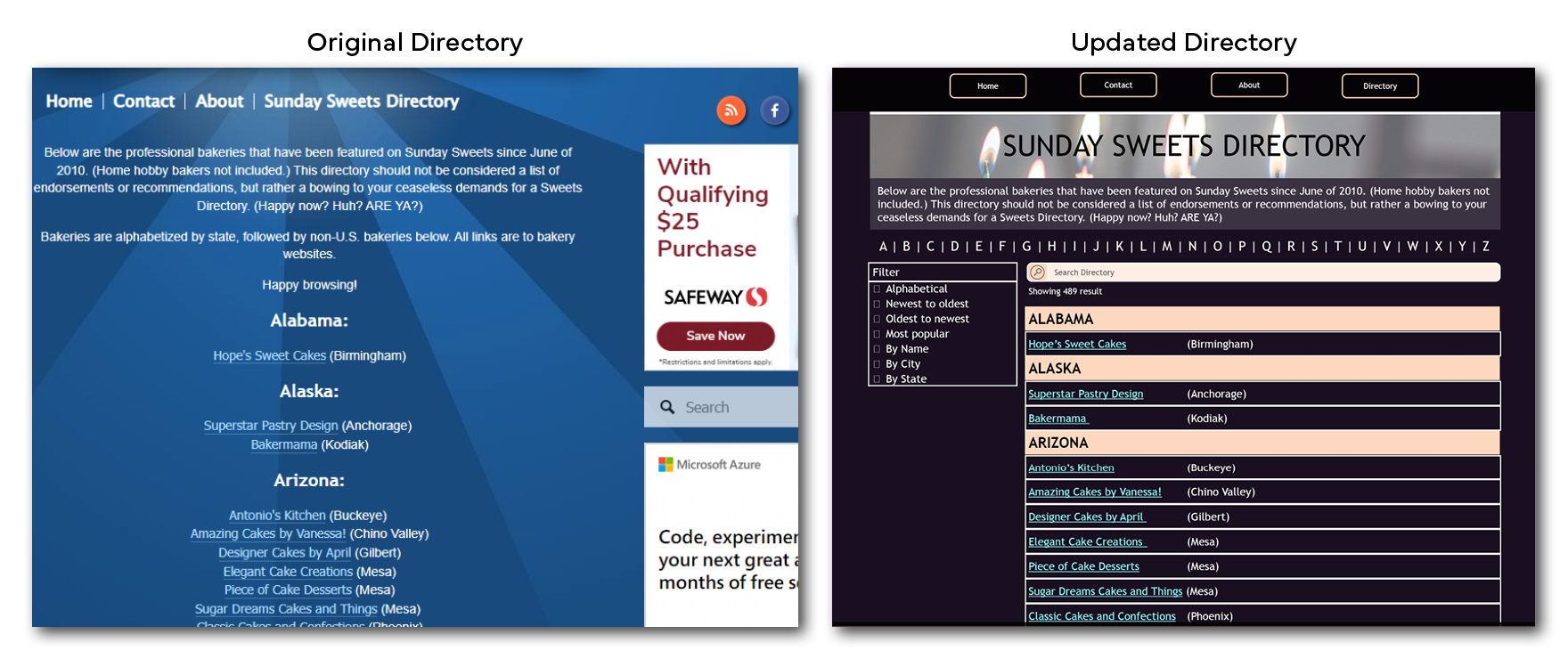 Original vs Suggested Re-Design Directory