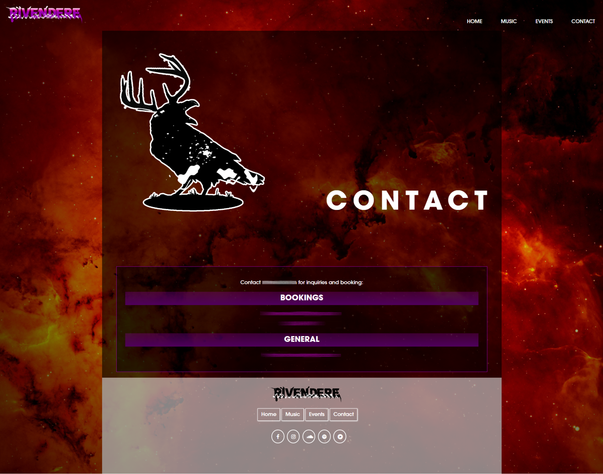 Screenshot of contact desktop page of Rivendere site